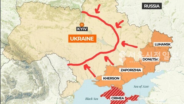 반격에 나선 우크라이나군과 대치하고 있는 러시아군 방어전선