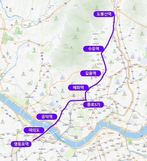 ▲ 자율주행 새벽동행버스 운행 예상 노선도 (160번)   /  서울시 제공