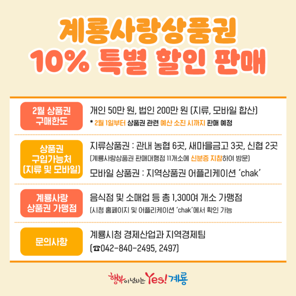 ▲ '계룡사랑상품권 할인 판매'    /  계룡시 제공