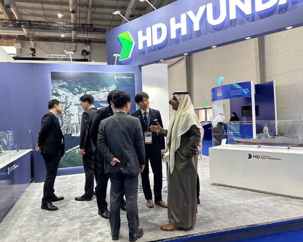 사우디의 수도 리야드(Riyadh)에서 열리고 있는 ‘WDS 2024’의 HD현대중공업 부스(사진=HD현대 제공