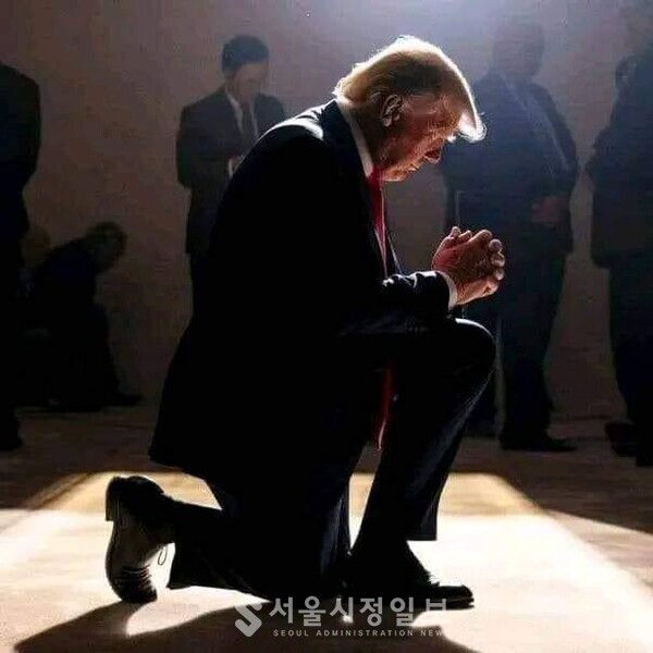 트럼프 대통령의 기도하는 모습
